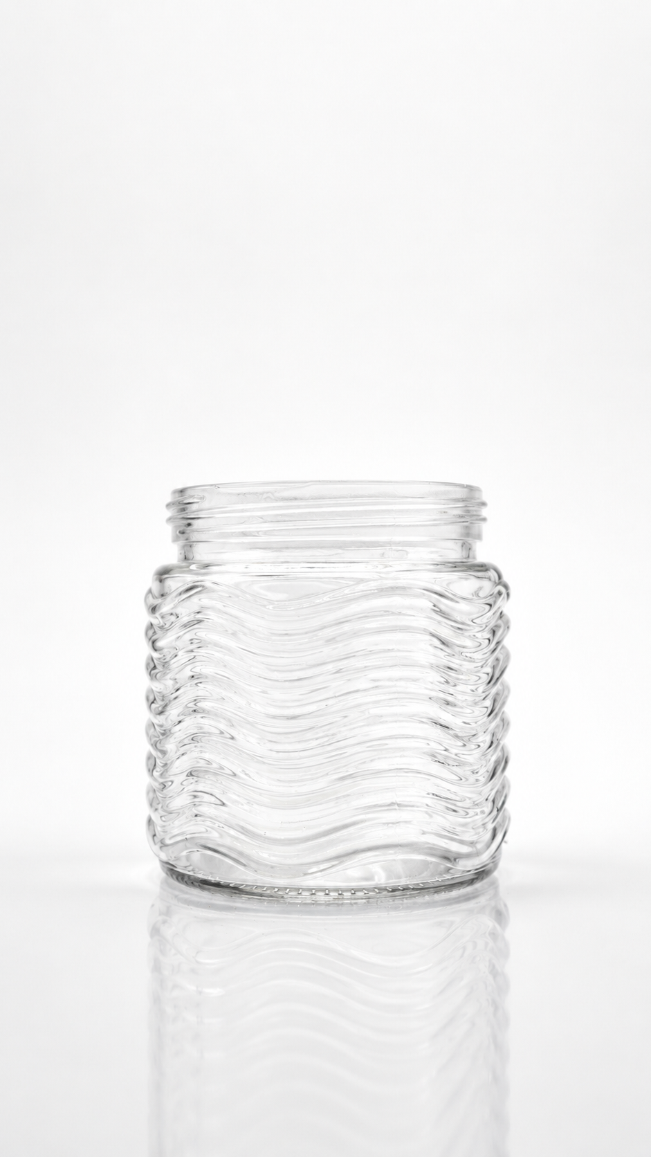 Clear wavy-ridge storage jar